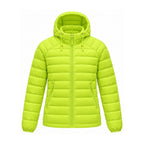 Danby lightweight hooded down jacket — lime green front
