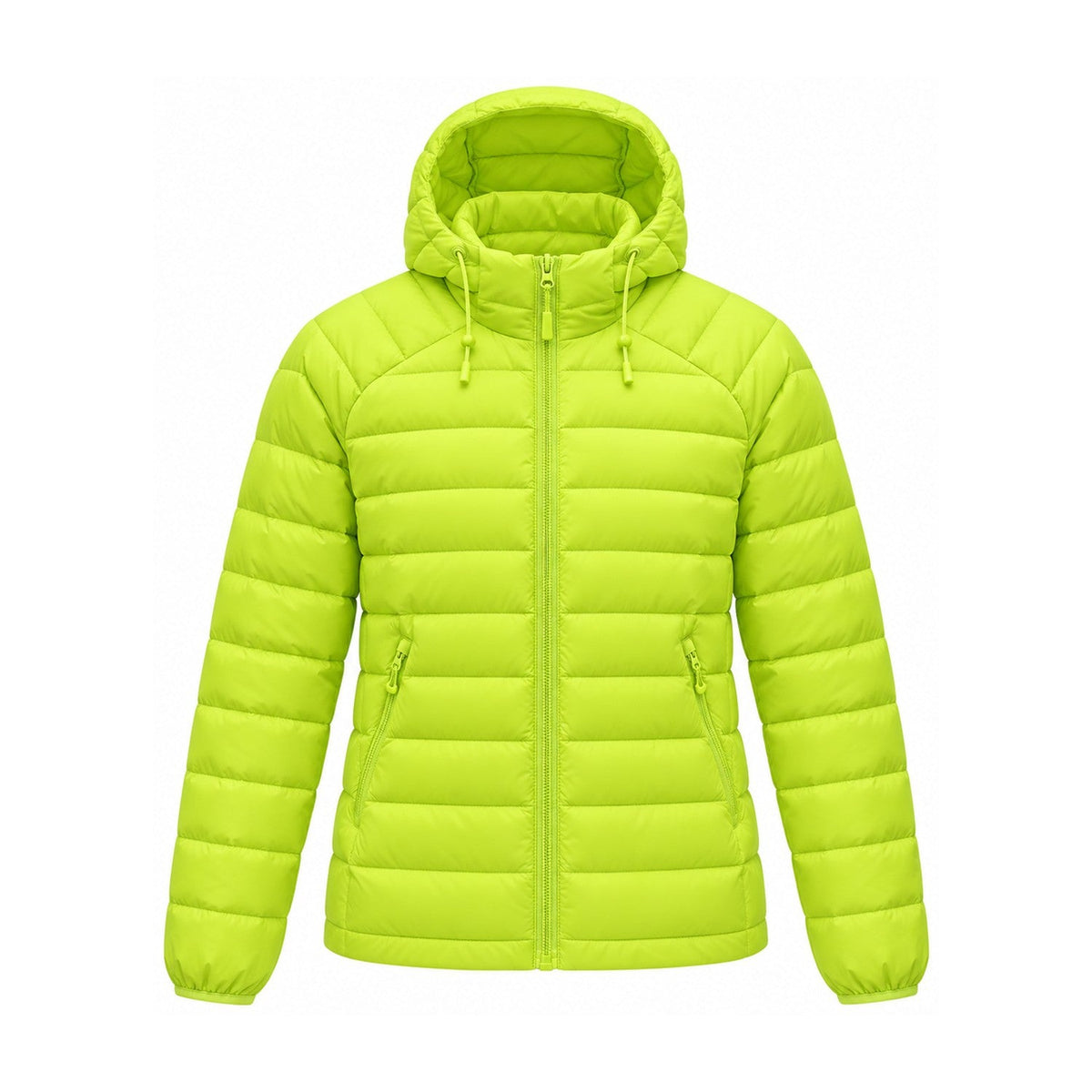 Danby lightweight hooded down jacket — lime green front