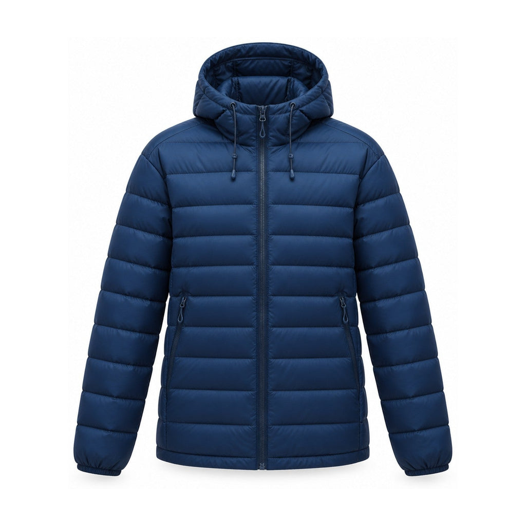 Danby lightweight hooded down jacket — navy front