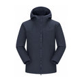 Allendale hooded softshell jacket — hood navy front