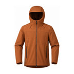 Allendale hooded softshell jacket — hood orange front