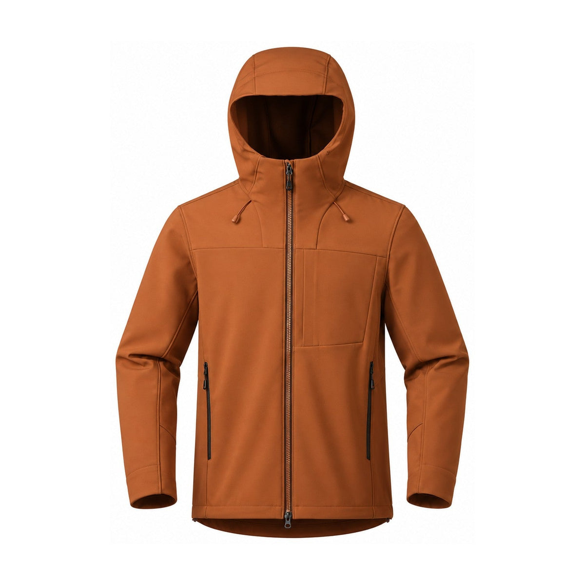 Allendale hooded softshell jacket — hood orange front