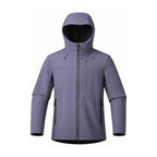 Allendale hooded softshell jacket — hood purple front