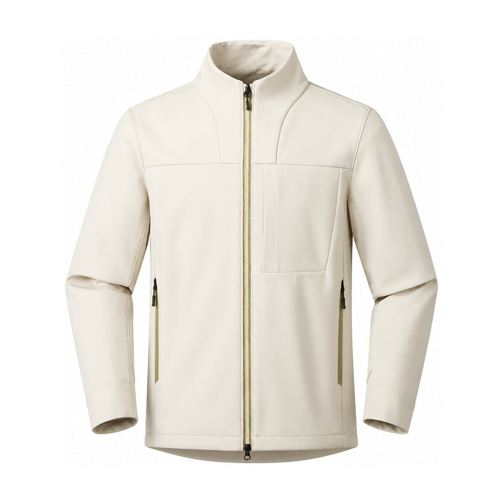 Allendale stand-collar softshell jacket — stand ivory front