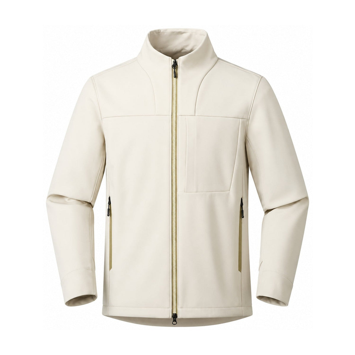Allendale stand-collar softshell jacket — stand ivory front