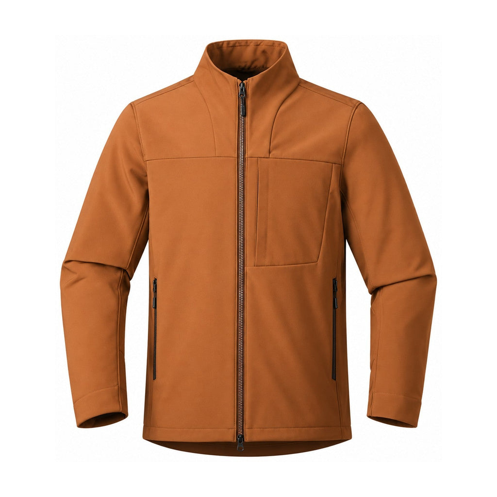 Allendale stand-collar softshell jacket — stand orange front