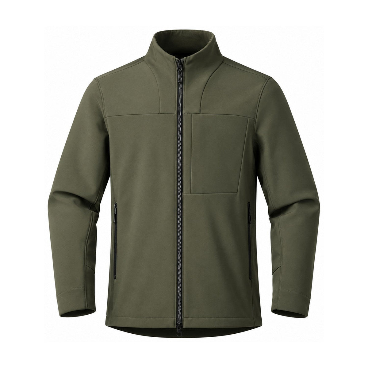 Allendale stand-collar softshell jacket — stand sage green front