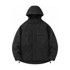 Coverdale men's hooded utility jacket — black front