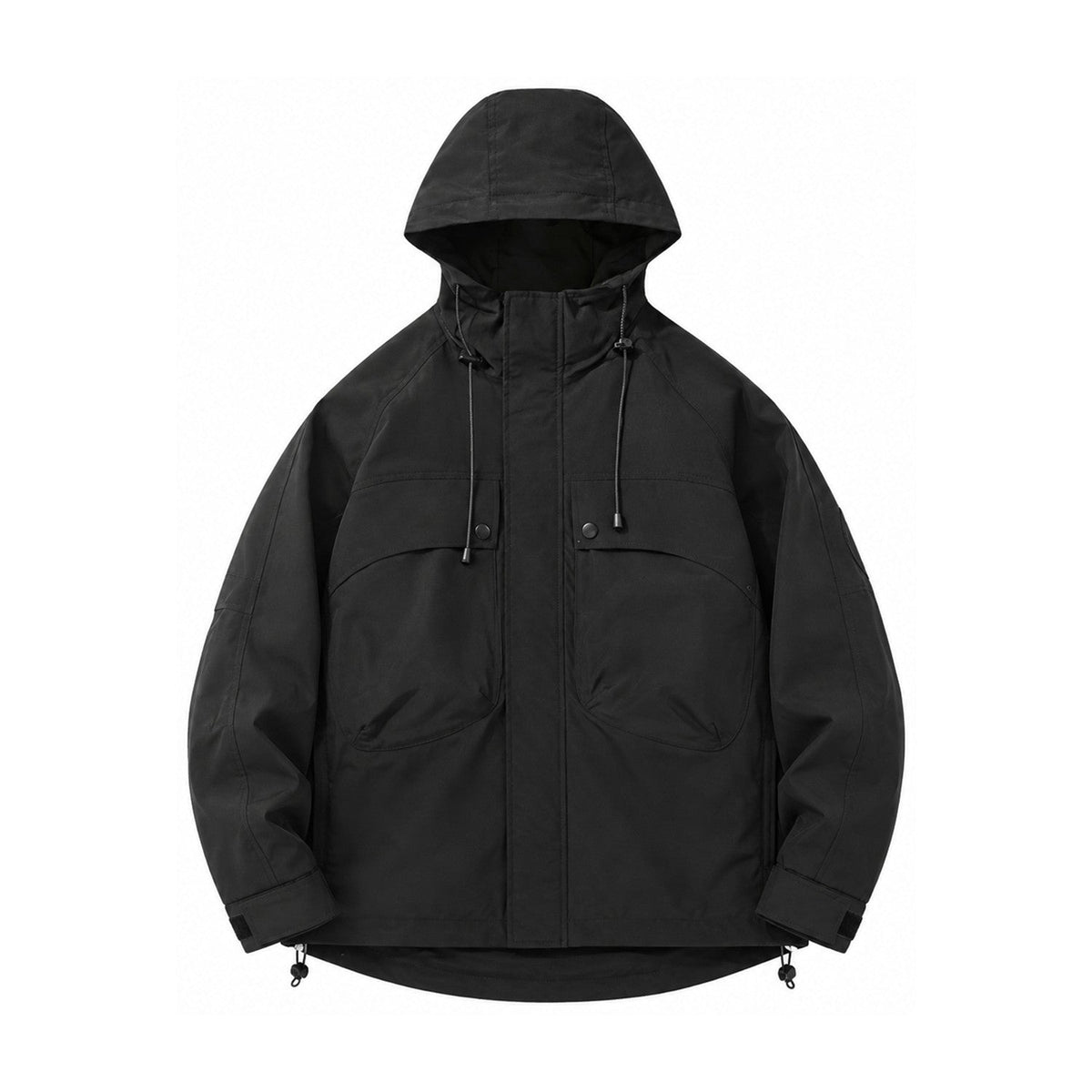 Coverdale men's hooded utility jacket — black front