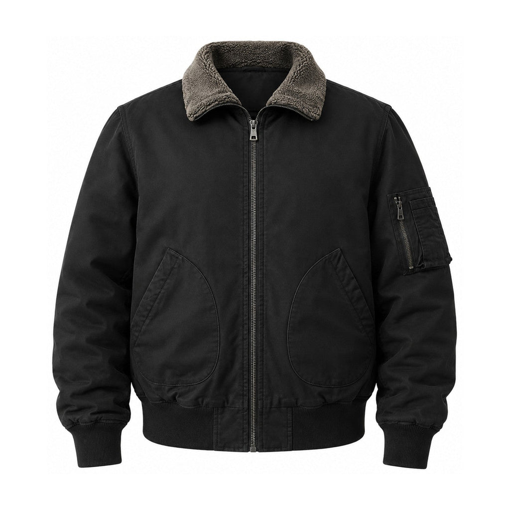 Airedale men's cotton fleece-lined bomber jacket — black front