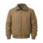 Airedale men's cotton fleece-lined bomber jacket — khaki front
