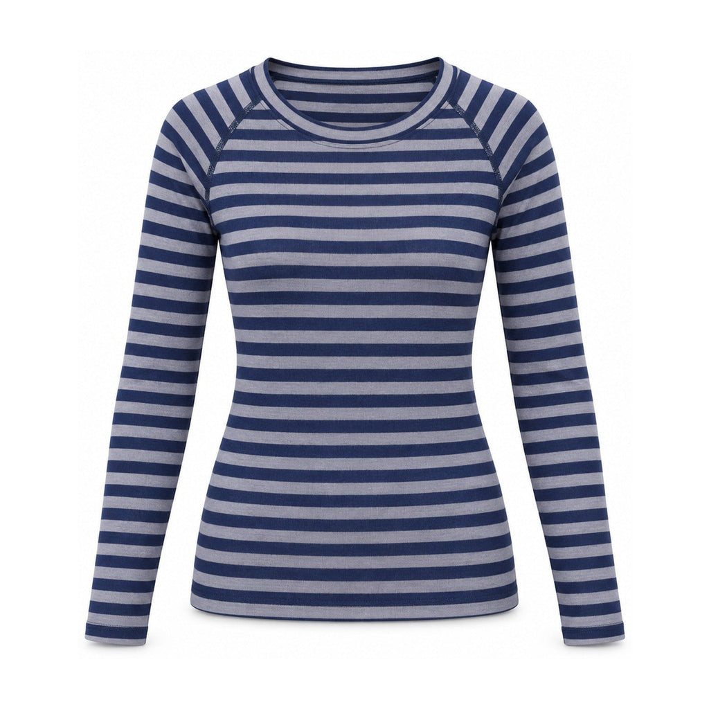 Acomb women's merino wool base layer - navy-stripe