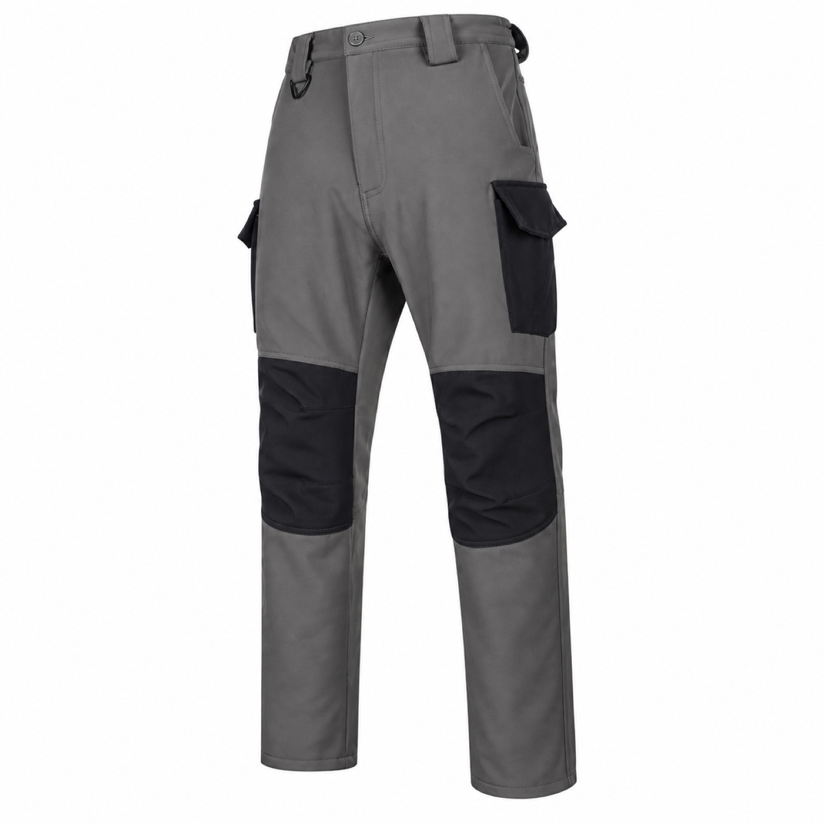 Dovedale men's fleece-lined cargo walking trousers: Grey front view