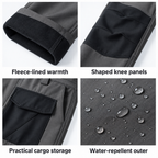 Dovedale men's fleece-lined cargo walking trousers: Fleece lining, shaped knees, cargo storage and water-repellent outer