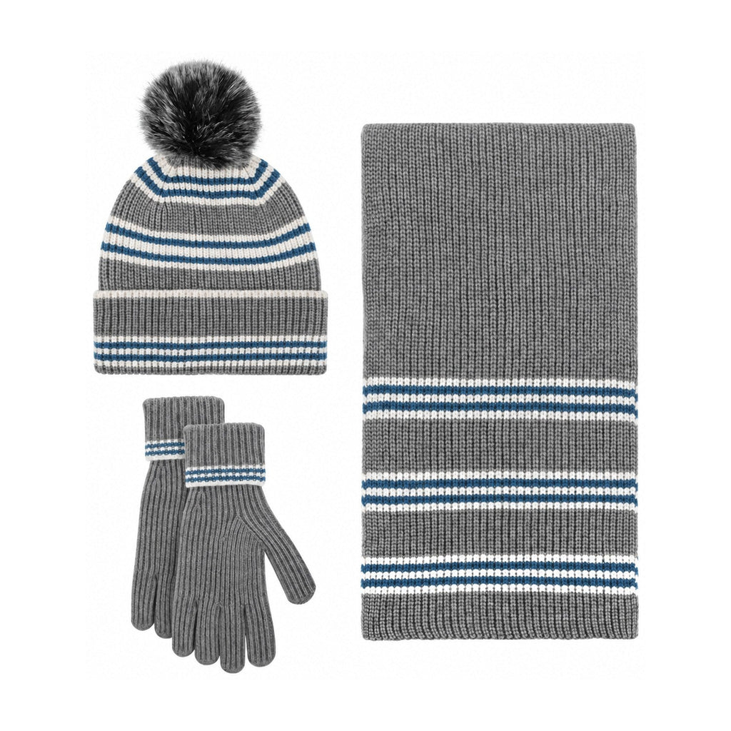Alnmouth women's striped winter set – grey front