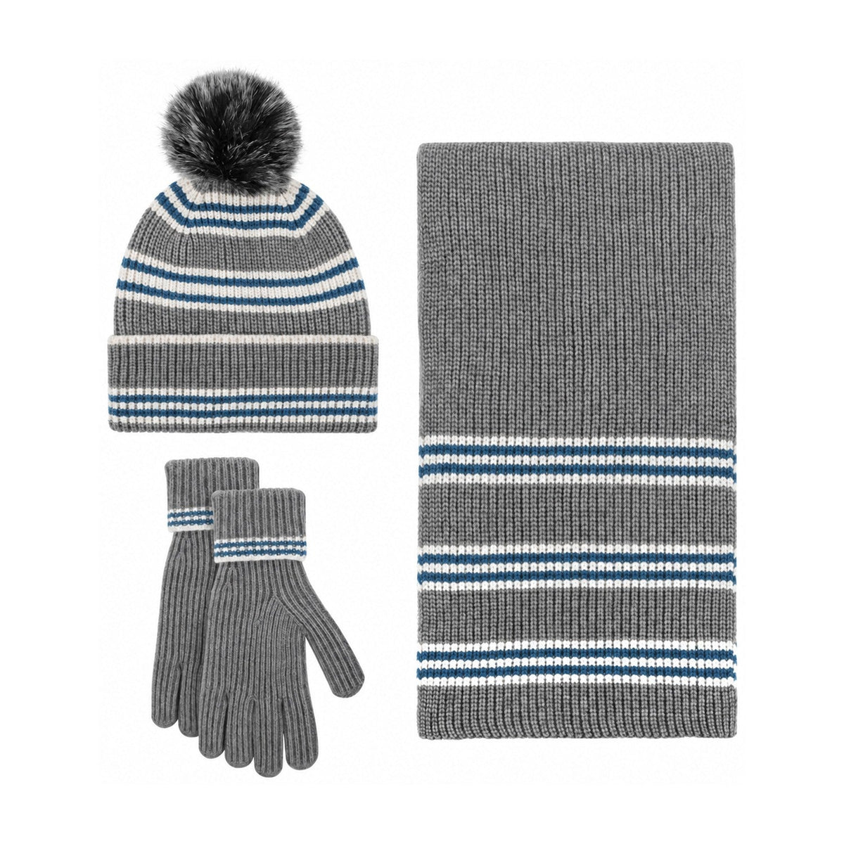 Alnmouth women's striped winter set – grey front
