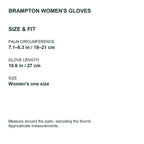 Brampton lightweight touchscreen gloves – women size guide