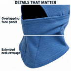 Alwinton balaclava overlapping face panel and extended neck coverage details