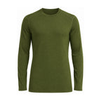 Birtley Men's Merino Wool Base Layer in Olive – white background
