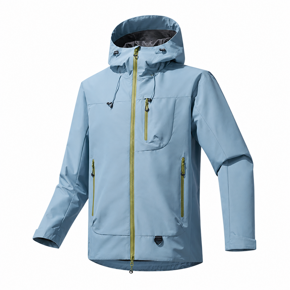 Borrowdale men's waterproof jacket in Blue Grey on white