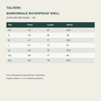 Borrowdale Women's Lightweight Waterproof Jacket supplier size guide in centimetres
