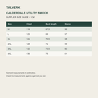 Calderdale Men's Hooded Utility Smock supplier size guide in centimetres