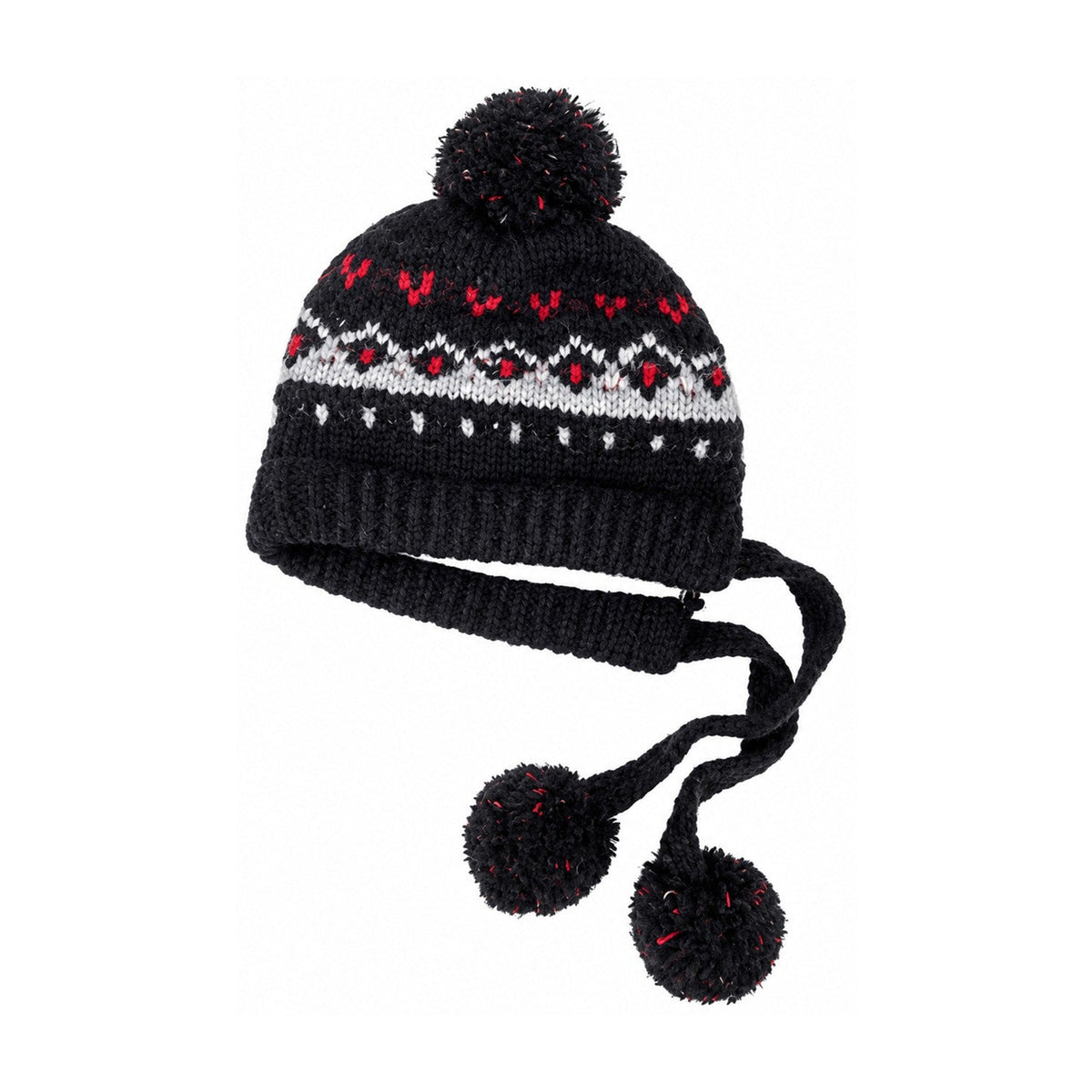 Harbottle women's Fair Isle bobble hat – Black