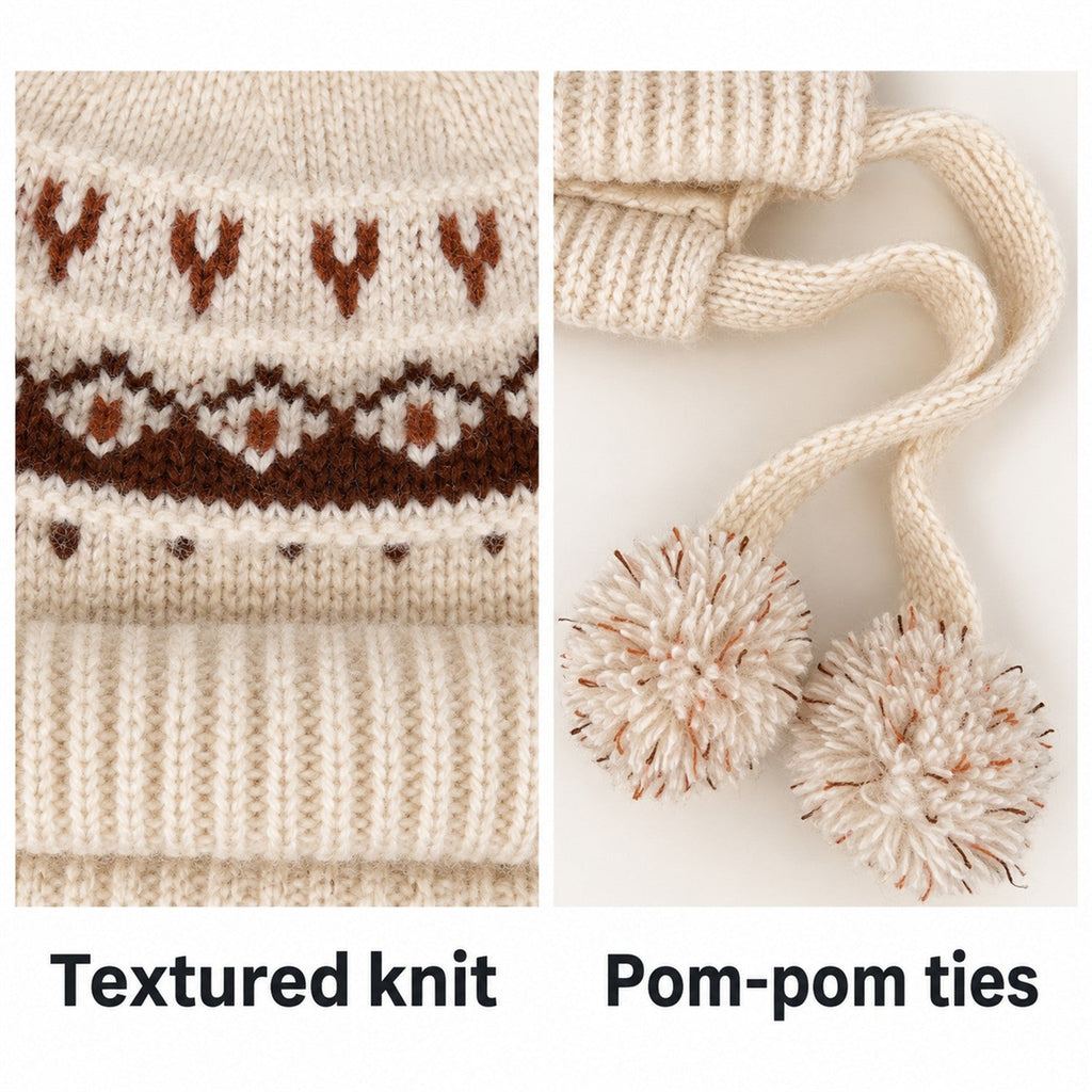 Harbottle women's Fair Isle bobble hat – detail