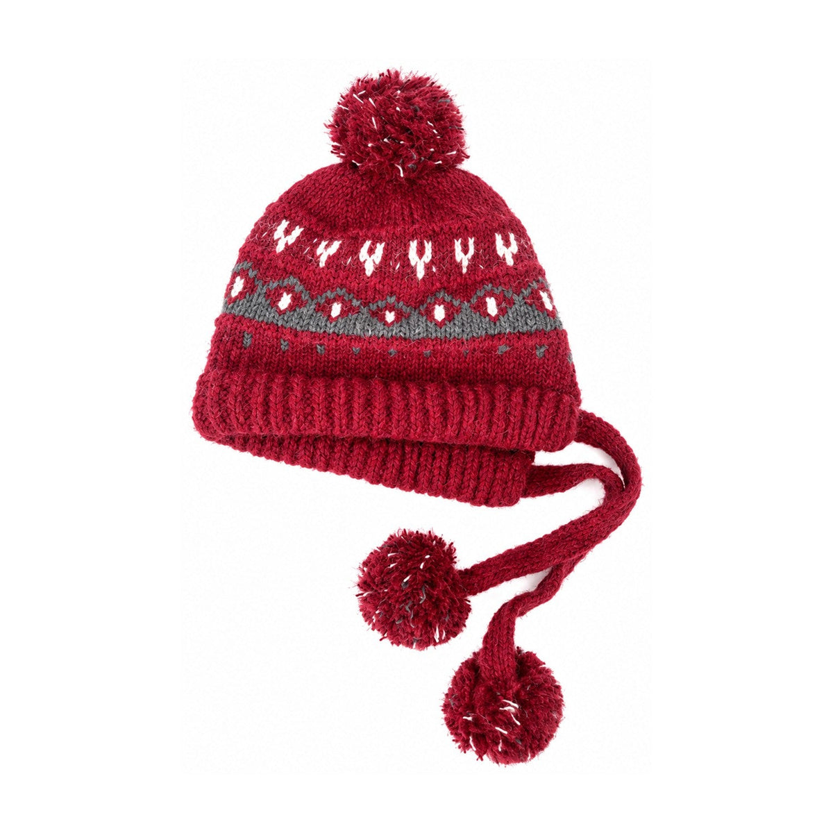 Harbottle women's Fair Isle bobble hat – Red