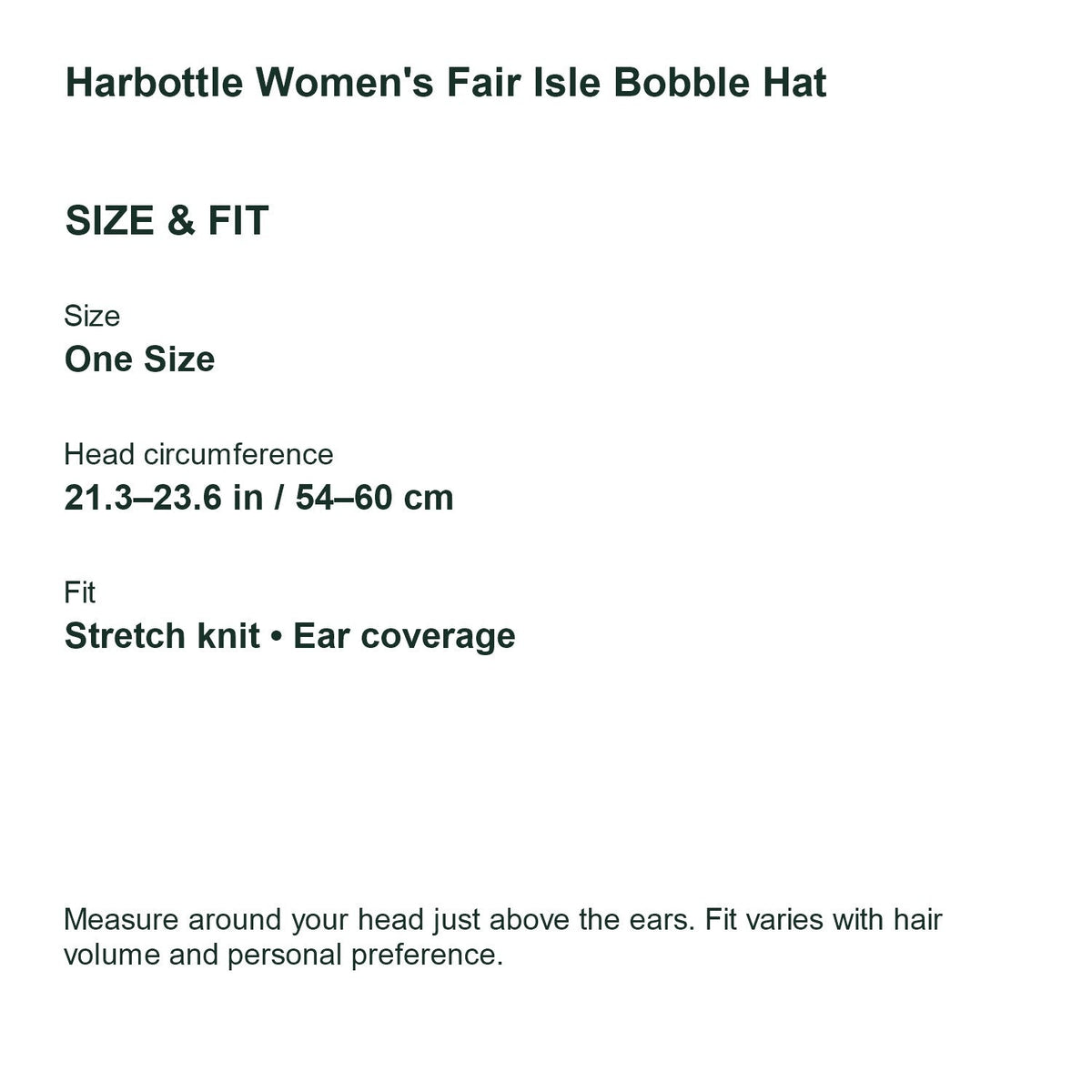 Harbottle women's Fair Isle bobble hat – size
