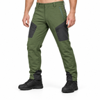 Grampus fleece-lined softshell trousers in Ranger Green, waist-down styling illustration