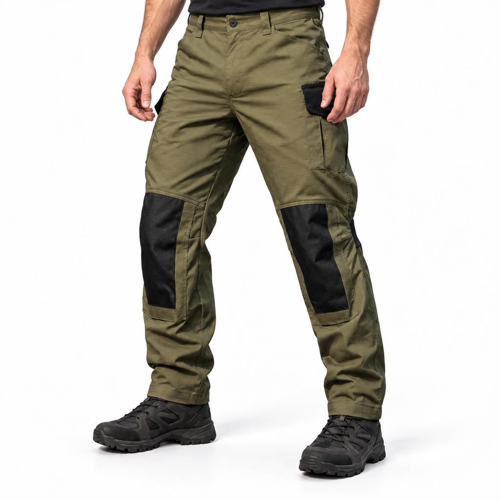 Urban Cargo trousers in Ranger Green, waist-down styling illustration