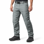Urban Pro stretch cargo trousers in ranger green — waist-down styling illustration with unbranded hiking shoes